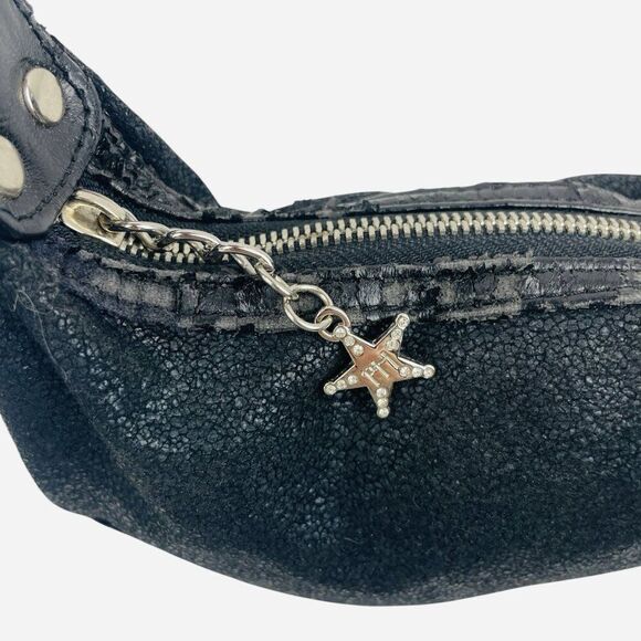 VTG 2000s Black Paris Hilton Chain Strap Mini Bag Purse Charms DISTRESSED WORN - Picture 8 of 16